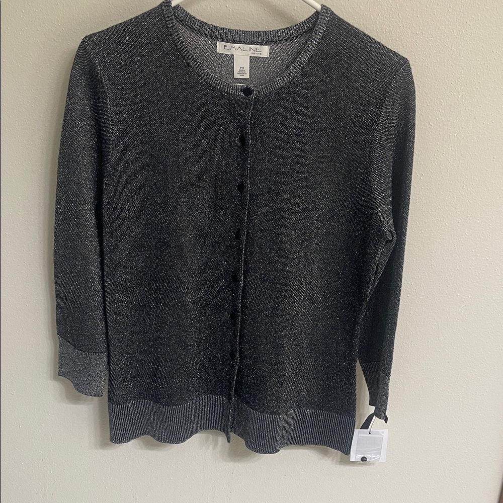 Shimmering crew neck cardigan(sweater)